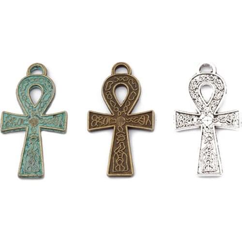 10pcs Tibetan Silver/Bronze/Verdigr Ankh Symbol Of Life Cross Pendants For DIY Bracelets Necklace Earrings Jewelry