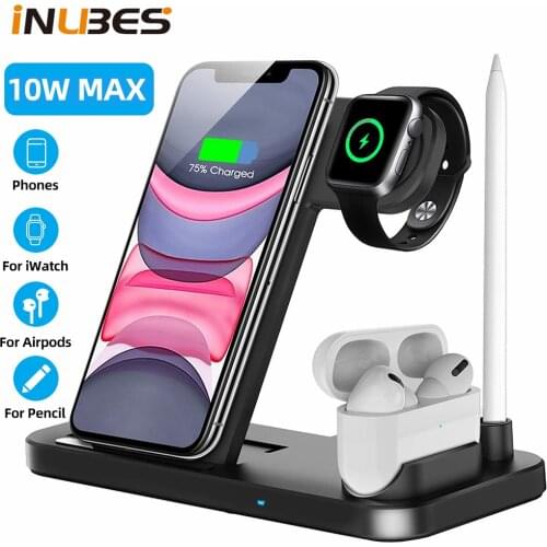 15W 4 in 1 Wireless Charger for iPhone 12 11 XS Samsung Induction Charging Stand For Apple Pencil iWatch Airpods Charge Station