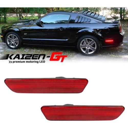 2PCS High Power Red Full LED Rear Bumper Reflector Side Marker Lights Back Fender Side Marker Lights For 2005-2009 Ford Mustang