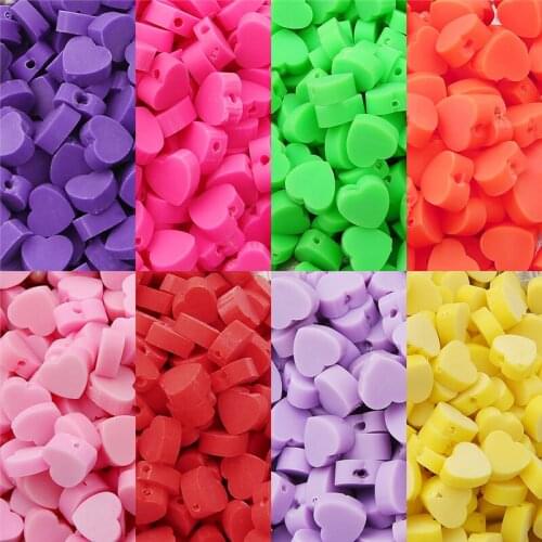 30pcs Love Heart Flower Shape Clay Spacer Beads Polymer Clay Beads For Jewelry Making DIY Bracelet Earring Craft Accessories