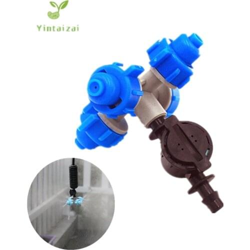 50pcs Fogger and Cross Misting Sprinkler With 1/4inch Water Antidrip Cooling Hanging Sprinkler Micro Drip Irrigation