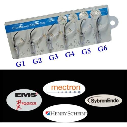6 Pieces/Set Dental Ultrasonic Scaler Tips G1 G2 G3 G4 G5 G6 for Woodpecker/ EMS/ UDS/ SYBRON-ENDO Series Lab Equipment