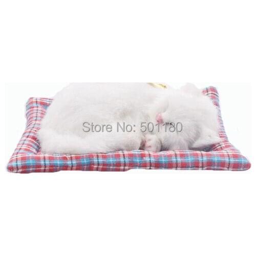 Free shipping birthday gift handmade sleeping animal cat toy with miaow for gift and decoration