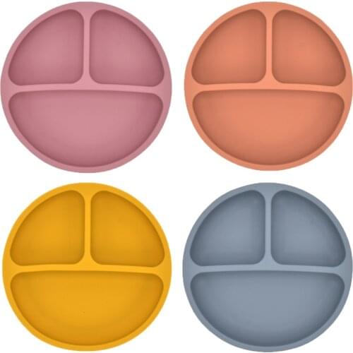 Baby Safe Silicone Dining Plate Food Grade Children Dishes Training Tableware Kids Feeding Bowls Toddle Training Learning Dishes