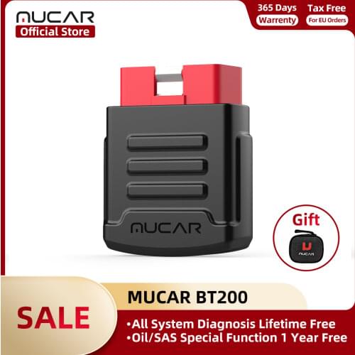 MUCAR BT200 Lifetime Free All Car Full System Oil SAS Obd 2 Diagnostic Tools Bluetooth Scanner for Auto Obd2 Tester PK Thinkdiag