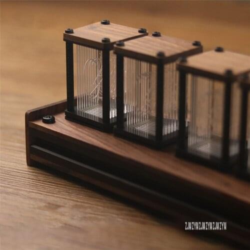 Electric Wooden Beautiful Color RGB Digital Clock Desktop Creative Decoration Ornament DIY Stunning Quasi Glow Tube Clock