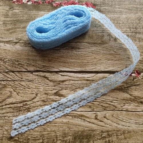 Hot! Best Seller 10 yards 25mm wide Lake Blue lace ribbon lace embroidery lace for clothing/bag/wedding/Decoration/Scrapbooking