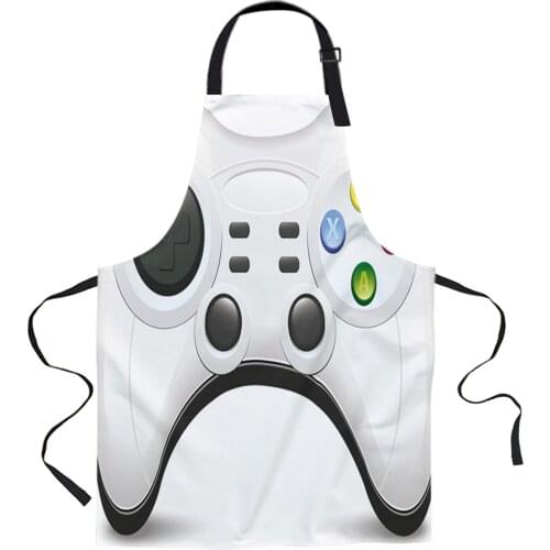 Button Game Keyboard Gamepad Aprons for Women Men Kid Cooking Baking Apron Kitchen Utility Equipment Accessories
