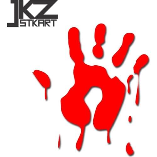 JKZ STKART Vinyl Die Cut Car Sticker Decals Joking Bleeding Handprint 12x10 cm for Motor Bike Laptop Helmet Decorated Stickers