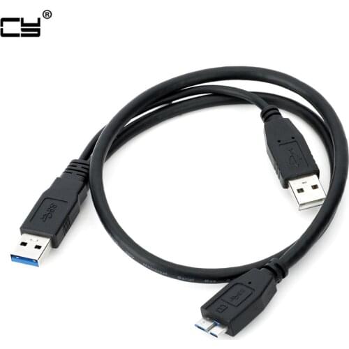 USB 3.0 Dual Power Y Shape 2 X Type A to Micro B Super Speed Cable External Hard Drives Extension Wire Connector