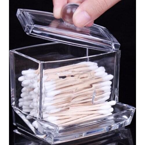 Box Clear Acrylic Q-tip Holder Box Cotton Swabs Stick For Hotel Storage Cosmetic Makeup Womens Powder Box