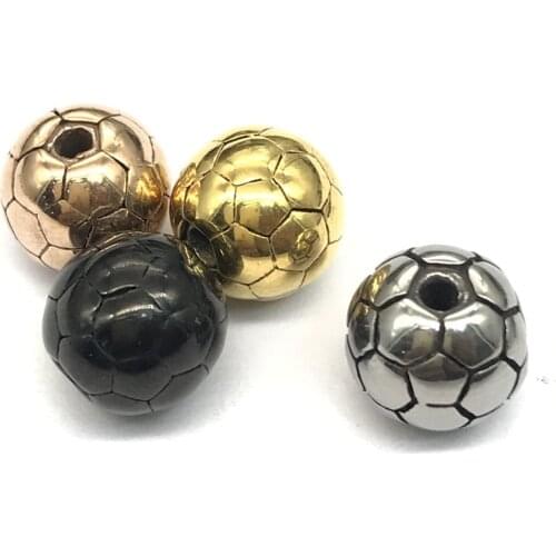 316L Stainless Steel Round Football European Charms Beads 2mm Small Holes Beads For DIY Beaded Bracelets Jewelry Making