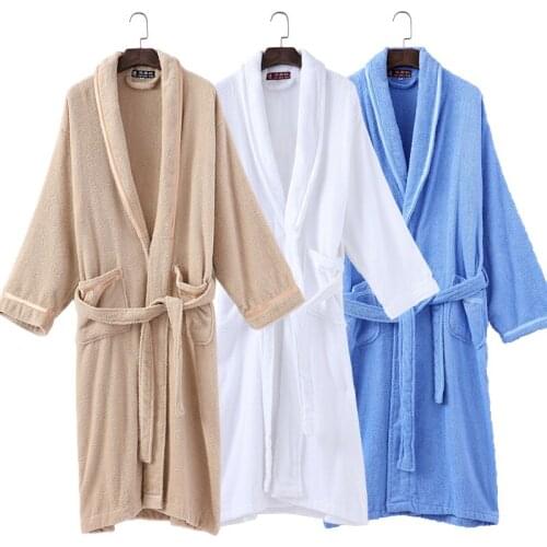 Cotton Bathrbe women men winter towel Pajamas white Night Gown Robe kimono robe Home Dressing Gowns soft warm thicken
