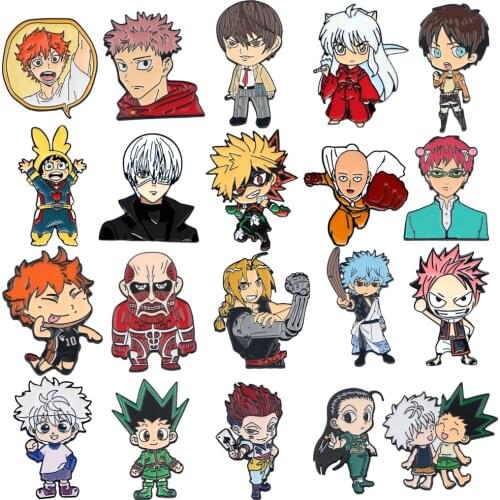 LT364 Japanese Anime Icons Jujutsu Kaisen HUNTER×HUNTER Attack on Titan Enamel Pin Brooch Badge Collar Lapel Decoration Jewelry