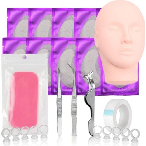 Q Extension Set Mannequin for Eyelashes Dummy Head Practice Set Eyelash Extension Supplies Training Kits