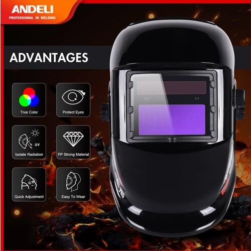 ANDELI Welding Mask Helmet Auto Darkening for Welding Machine Area Welding Mask With Top Optical Clarity 1/1/1/2