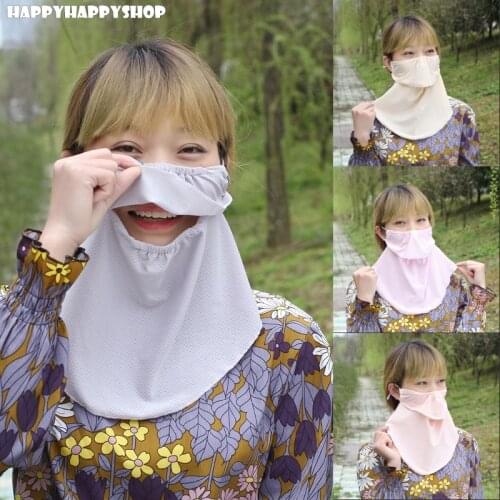 2020 Fashion Summer Sunscreen Face Cover Veil Breathable Fabric Headwear Layered Neck Scarf Wrap Muslim Islamic Women Headband