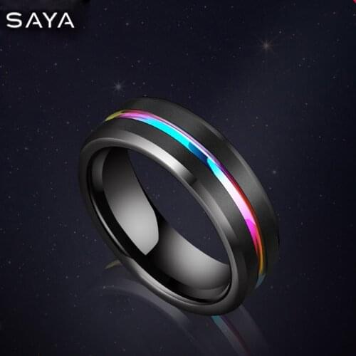 2021 Men Rings, Personality Tungsten 7mm Width Black Ring, Fashion Jewelry, Customized, Free Shipping