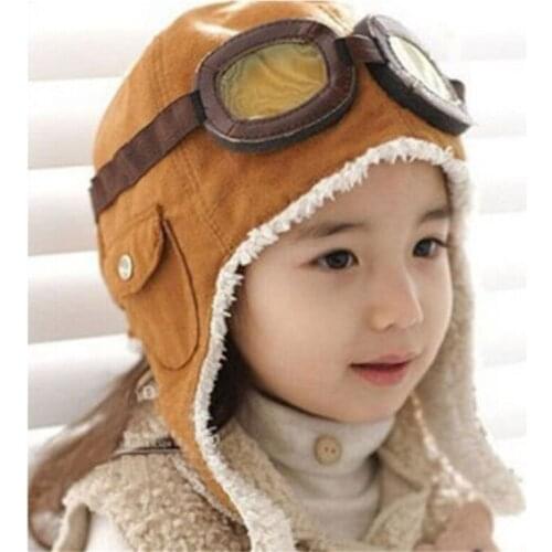 New Arrival 2 Colors Kids Cute Hat Aviator Goggles Style Soft Autumn And Winter Pure Cotton Warm Fashionable and Interesting Hat