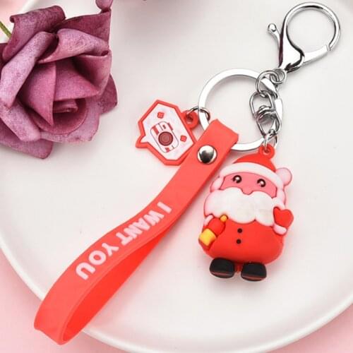 New Merry Christmas Key Ring Ornaments Key Chains Gift Santa Claus Snowman Keychains Key Holder Women Jewelry EH365