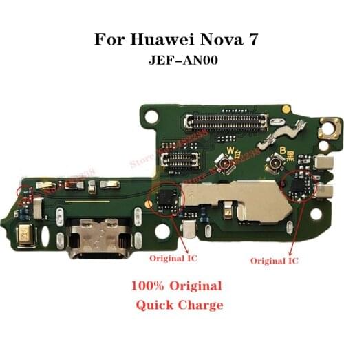 Original USB Charging Dock Port Flex cable For Huawei Nova 7 JEF-AN00 AN00 Charger plug board with Microphone SD/SIM Card Reader