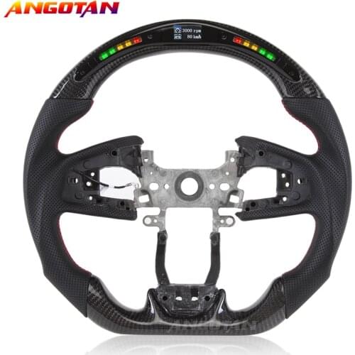 Perforated leather LED Carbon Fiber Steering Wheel Sprort Car volante esportivo Fit For Honda CRV