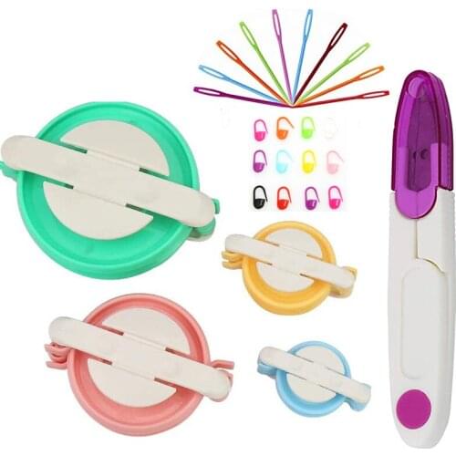 Pompom Maker Kits Pom pom Knitting Loom Kit Fluff Ball Weaver Needle Craft DIY Knitting Crochet Craft Tool Kit Plastic Needles