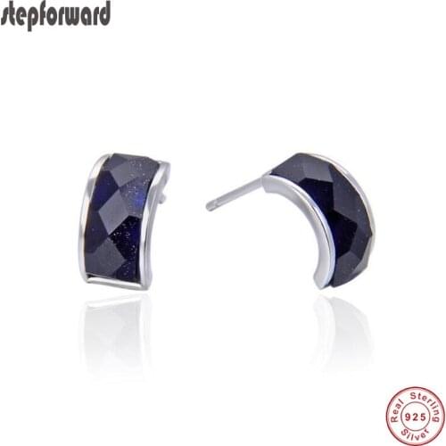 Popular Korean temperament inlaid purple sandstone earrings fashion girl heart earrings 925 sterling silver geometric earrings