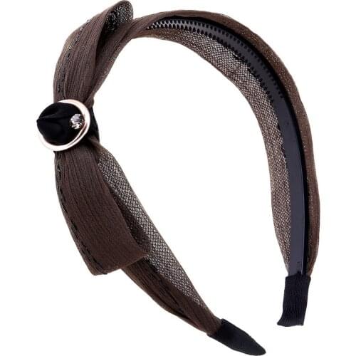 Metal Circle Hairhoop Headband Bow knot Wide Headwear Chiffon Fashion Hair Accessories for Women