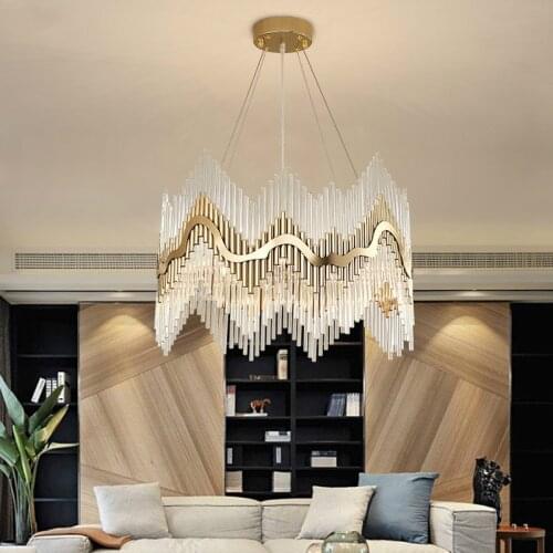 Living Room Luxury Lustre E14 Led Pendant Lights Round Plate Metal Glass Crystal Led Luminaria E14 Led Hanging Lamp Suspend Lamp