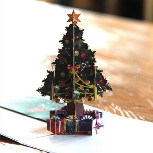 Christmas Tree 3D Greeting Cards New Year Event Party Supplies Paper DIY Hand Made Christmas Gifts Souvenirs Postcards PC978221
