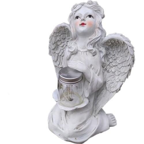 Guardian Angel Garden Statue, Solar Lights Angel Decorations for Home, Resin Garden Decor for Outside & Memorial Gifts