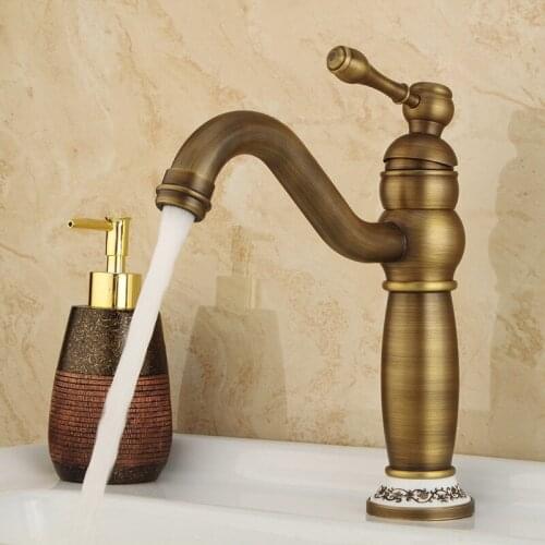 Basin Faucets All Copper European Antique Kitchen Faucet Hot And Cold Single Hole Handle Vessel Sink Water Tap Mixer