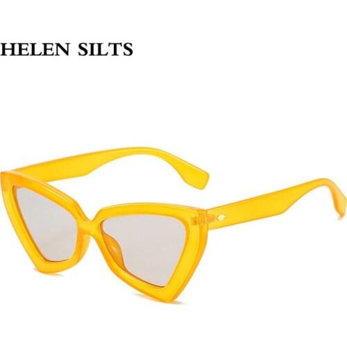Fashion Cat eye Sunglasses Women Luxury Brand Trend Yellow Color Gray Sexy Glases Men Vintage Party Beach outdoor Shade Gafas