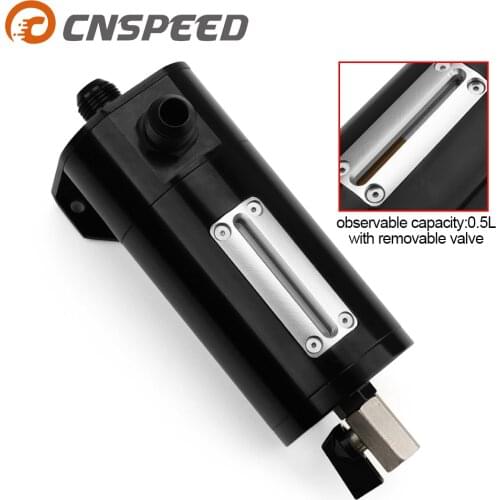 Universal observable 500 ml Auto Racing 2-Port Oil Catch Can Tank Air-Oil Separator Kit with removable valve
