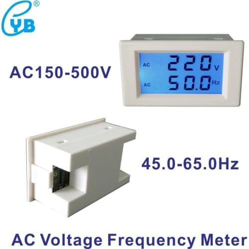 Voltmeter Hertz HZ Meter 150-500V Voltage Monitor LCD Dual Display Voltage Frequency Meter Digital 45-65HZ Frequency Counter