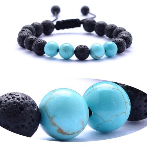 WIW 8mm Lava Stone Adjustab Hand Knitting Aromatherapy Essential Oil Diffuser Jewelry Women Bracelet Jewelry