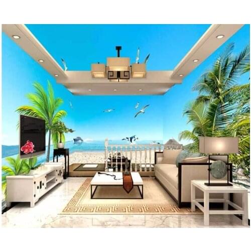 Custom mural 3d photo wallpaper Beach coconut tree seascape theme space full house wall decor living room wallpaper for wall 3 d