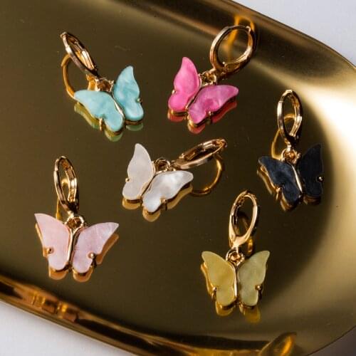 New Fashion Design Butterfly Jewelry Colorful Acrylic Butterfly Stud Earrings for Women 2020 Bohemia Small Cute Earring Jewelry