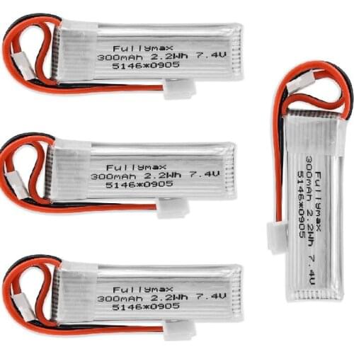 2-4PCS 7.4V 300mAh 30c Li-Po Battery 2.2WH For WLtoys F959 XK DHC-2 A600 A700 A800 A430 Spare Parts
