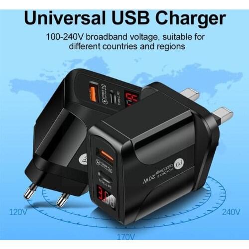 20W Quick Charge 3.0 USB Charger QC3.0 QC Fast Charger Multi 12 Plug Charger Wall For iPhone Mobile Phone Portable D5H2