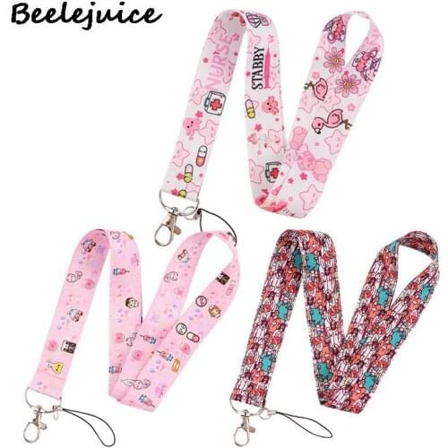 24pcs Cartoon Doctor team Lanyard Keys Phone Holder Funny Neck Strap With Keyring ID Card DIY Animal webbings ribbons Hang Rope