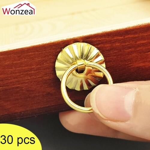 30pcs Gold Bronze Color Antique Sun Drawer Cabinet Des Ring Pin Handle Drawer Cabinet Desk Pull Knob Furniture