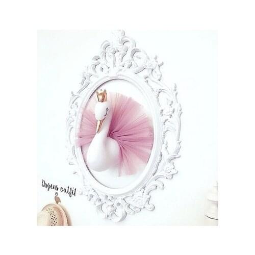 3D Golden Crown Swan Cute Wall Art Hanging Girl Swan Doll Stuffed Toy Animal Head Wall Decor for Kids Room Birthday Wedding Gift