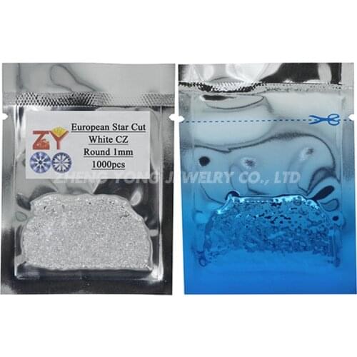 5000pcs/lots 8 Heart & 8 Arrow 5A Synthetic Gems 1.0~2.0mm White Round Star Cut Cubic Zirconia Stone For Jewelry