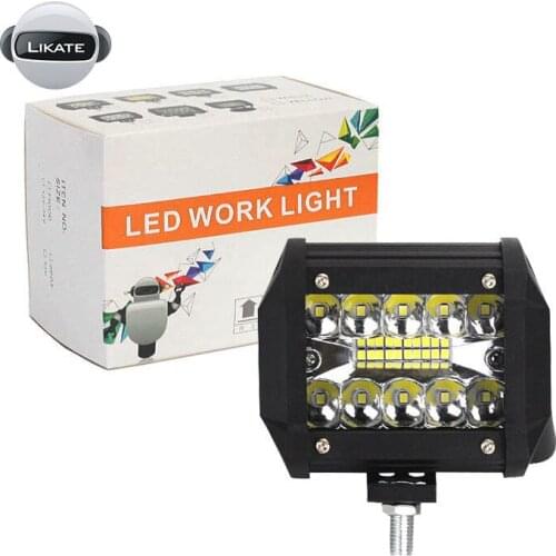 60W 4INCH 20LED Waterproof Work Light LED Light Bars Spot Flood Beam for Work Driving Offroad Boat Car Tractor Truck 12V 24V