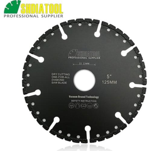 SHDIATOOL 1pc 125mm Vacuum Brazed Diamond Blade for All Purpose 5" Demolition Blade For stone iron steel