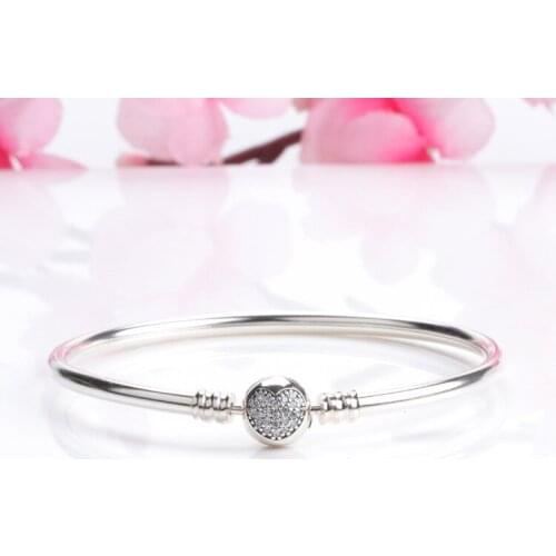 Authentic 925 Sterling Silver Pan Bracelet New Heart-shaped Button Fashion Heart-shaped Bracelet Fit Diy Charm Women Jewelry