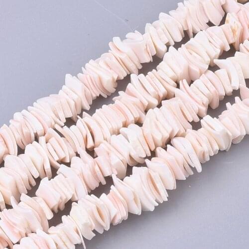 Chip Natural Pink Shell Bead 6-10mm Square Heishi Beads for DIY Bracelet Necklace Jewelry Making Accessories about 276pcs/Strand