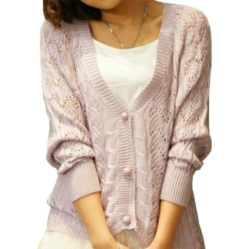 Spring Autumn Coat New Cardigan womens Sweet Loose Big Yards Hollow Bat Sleeve Knit Sweater Smock Pull Femme Vestidos LXJ084